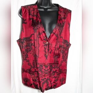 Women's‎ Evan Picone Red & Black Silk Vest | Career, Layering, Casual, Size 14